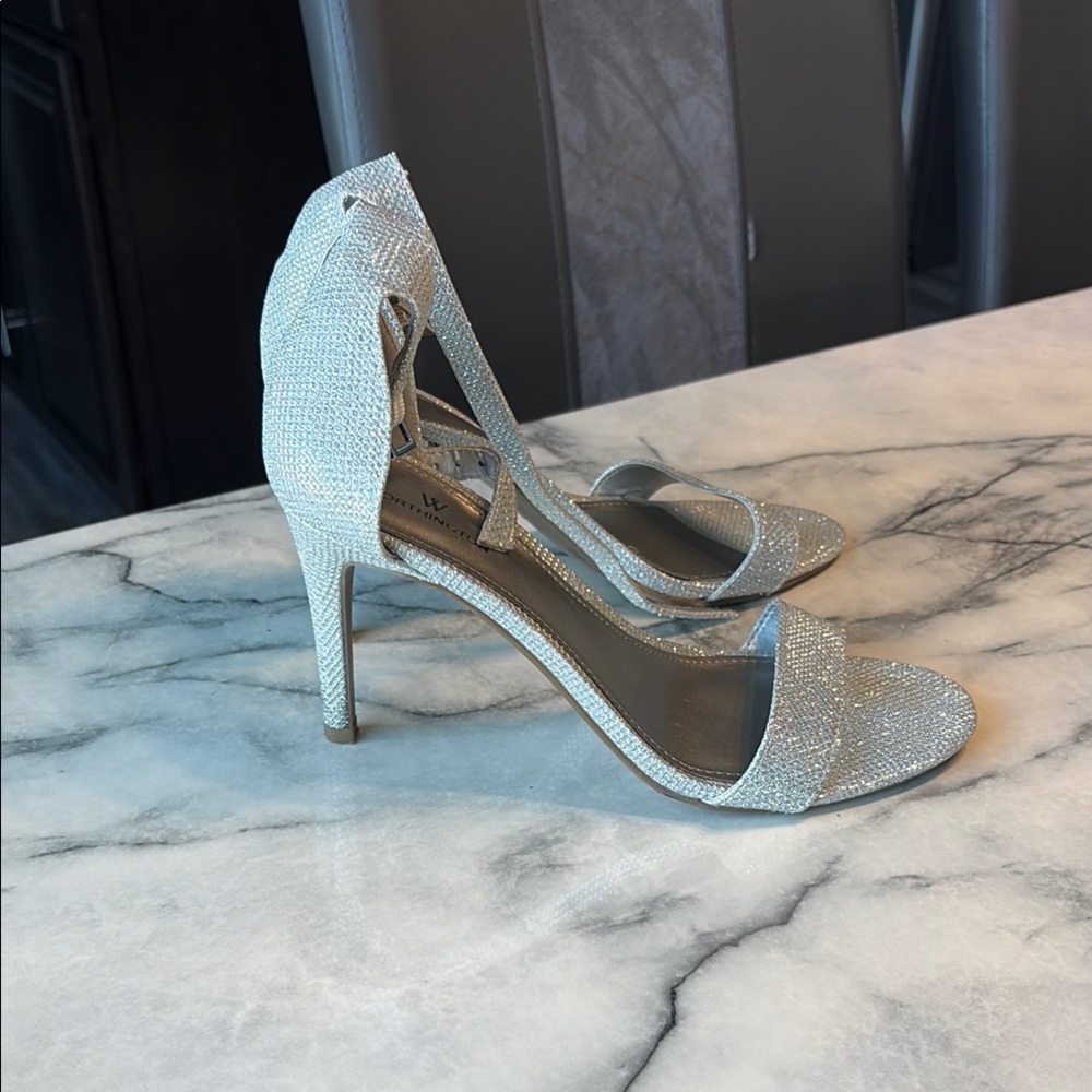 Worthington Silver Heels with Transparent Panels